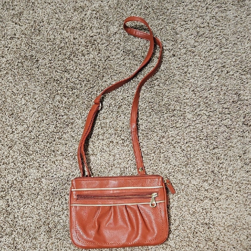 Relic Tan Crossbody Bag with Gold Accents